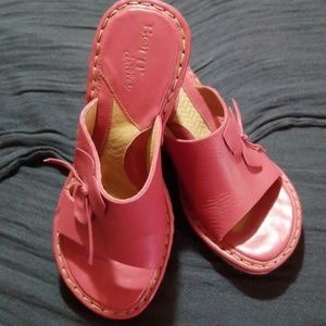 BORN drillers Pink Leather with rope Wedges
